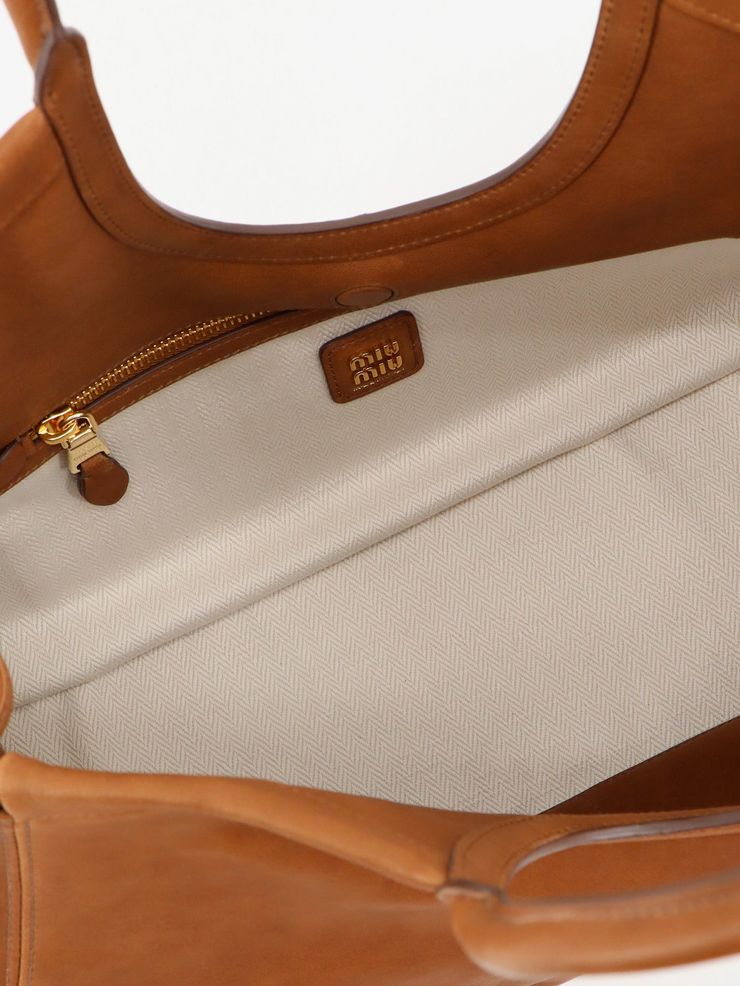 Miu Miu Women Ivy Leather Handbag With Front Lettering Logo