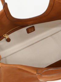 Miu Miu Women Ivy Leather Handbag With Front Lettering Logo