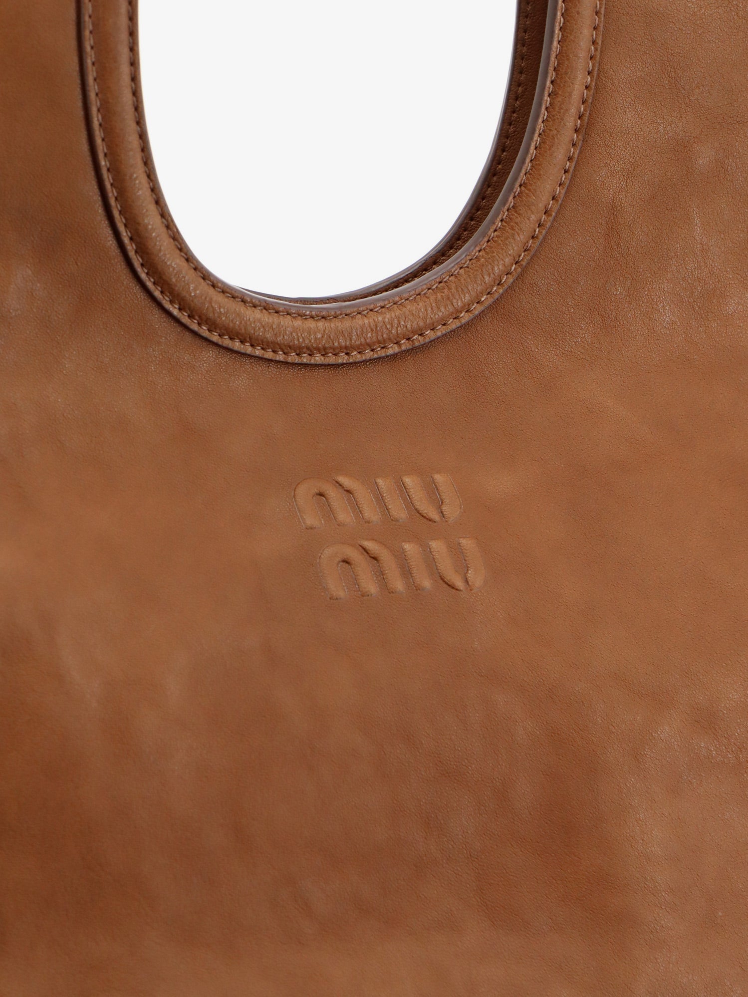 Miu Miu Women Ivy Leather Handbag With Front Lettering Logo