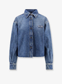 Miu Miu Women Denim Shirt With Logo Patch