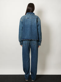 Miu Miu Women Denim Shirt With Logo Patch