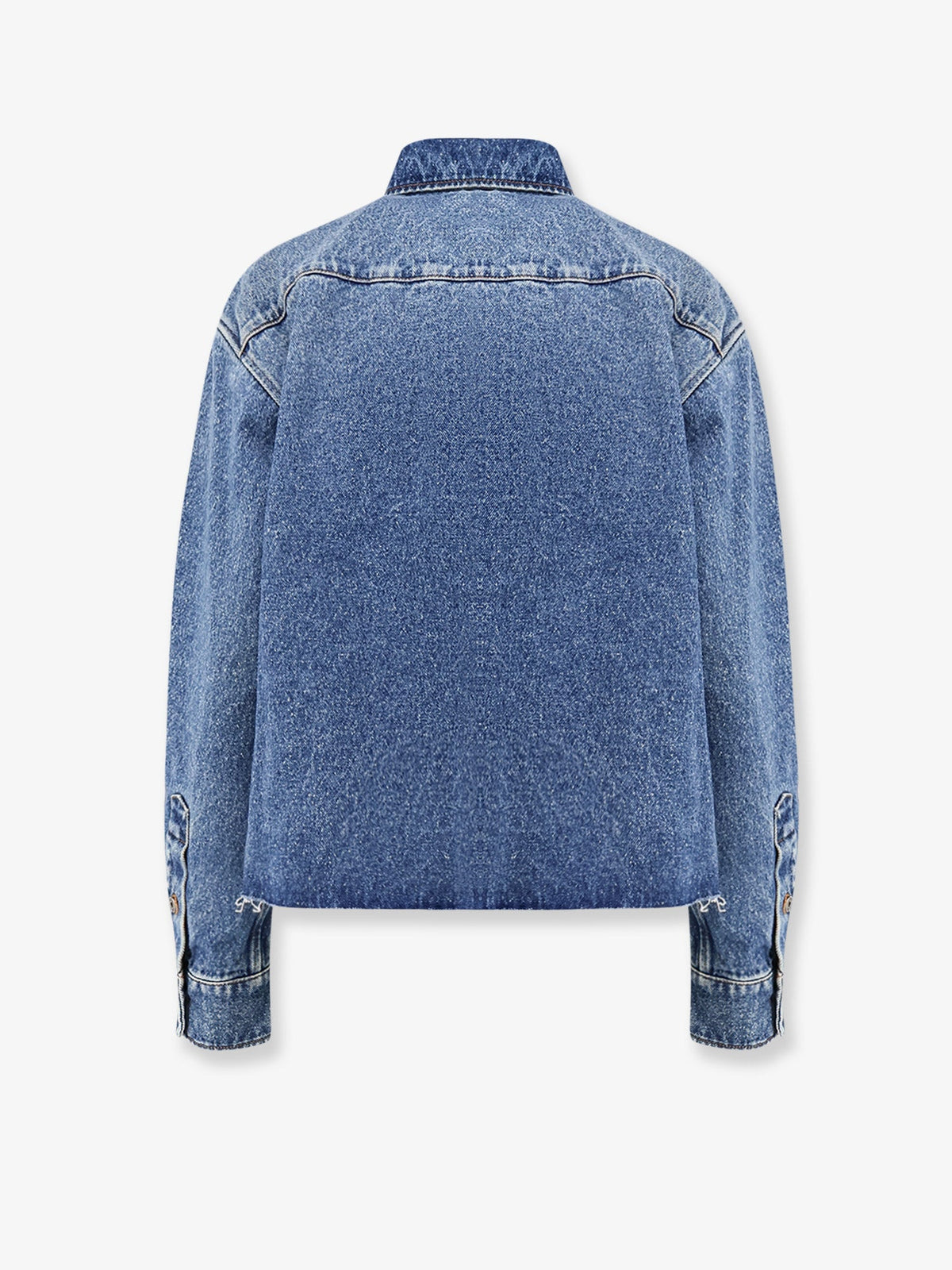 Miu Miu Women Denim Shirt With Logo Patch