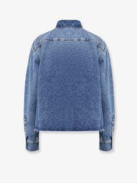 Miu Miu Women Denim Shirt With Logo Patch