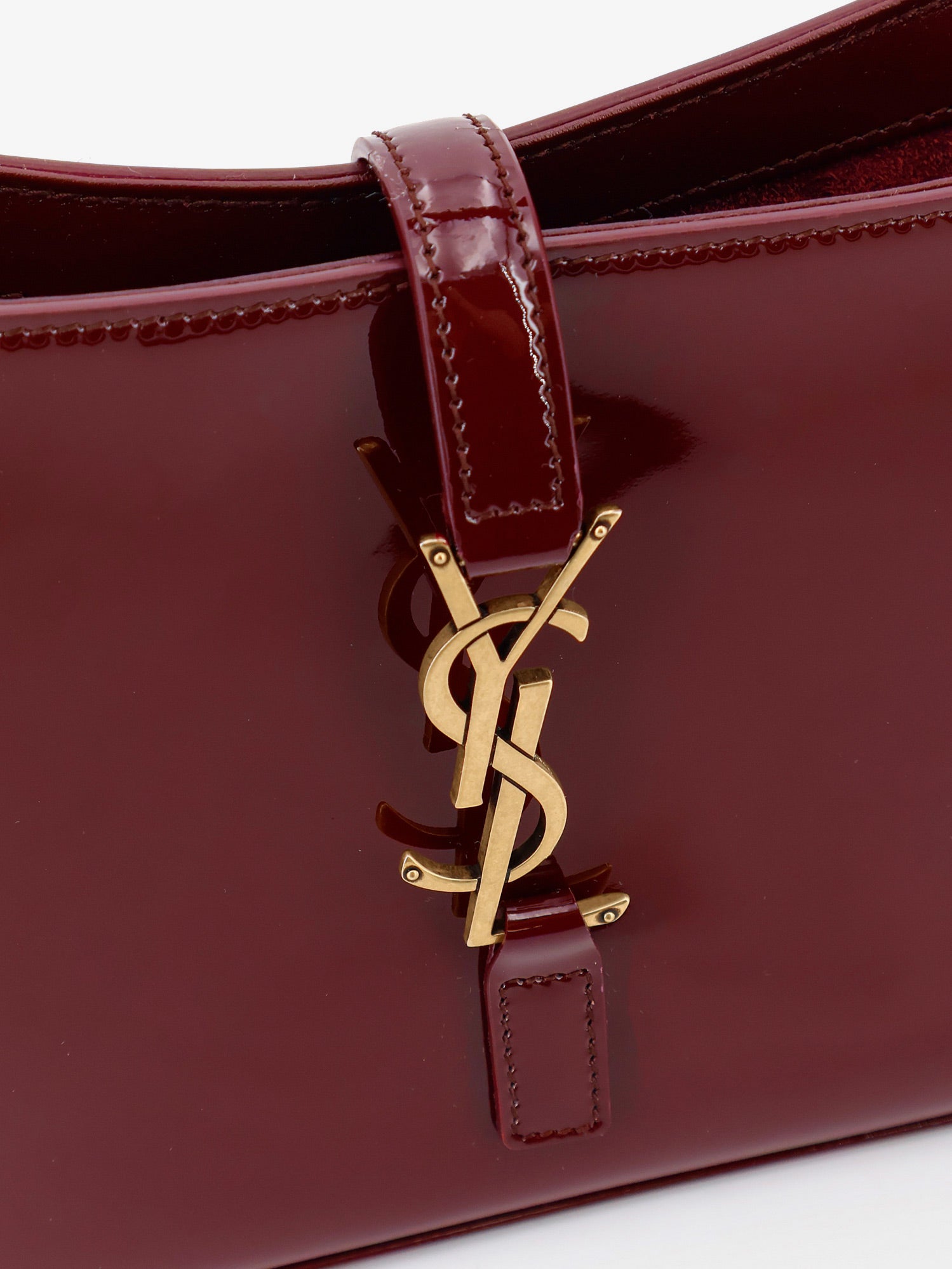 SAINT LAURENT Saint Laurent Women Le 5 Ã€ 7 Bordeaux Patent Leather Shoulder Bag