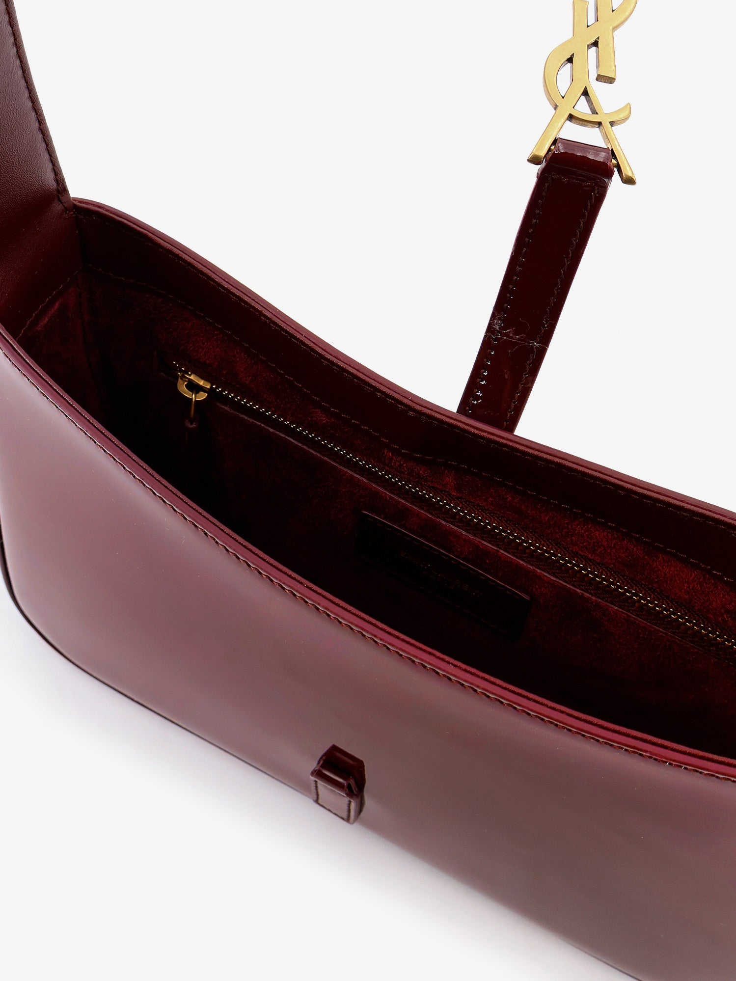 SAINT LAURENT Saint Laurent Women Le 5 Ã€ 7 Bordeaux Patent Leather Shoulder Bag