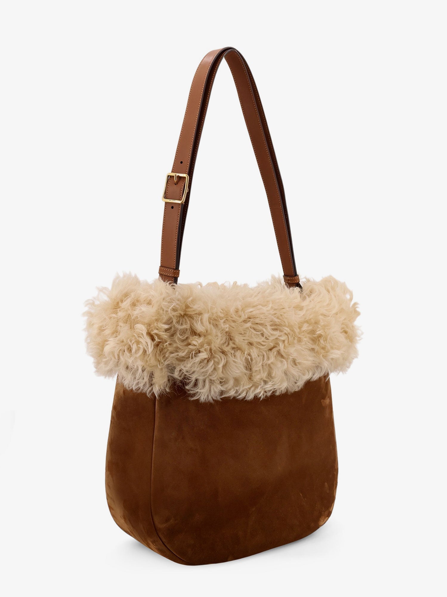 SAINT LAURENT Saint Laurent Women Suede Shoulder Bag With Shearling Profile