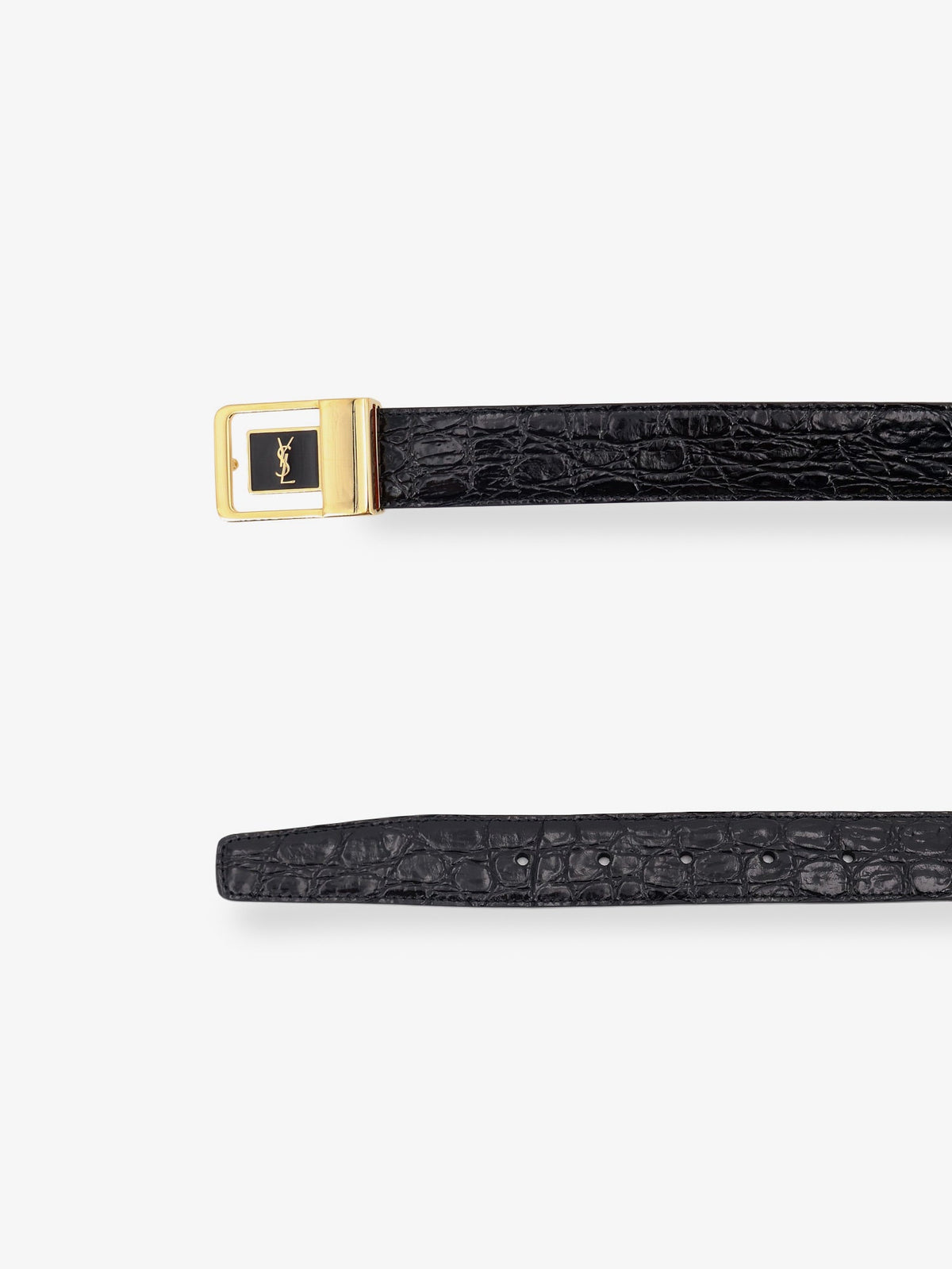 SAINT LAURENT Saint Laurent Men La 66 Crocodile-Embossed Leather Belt