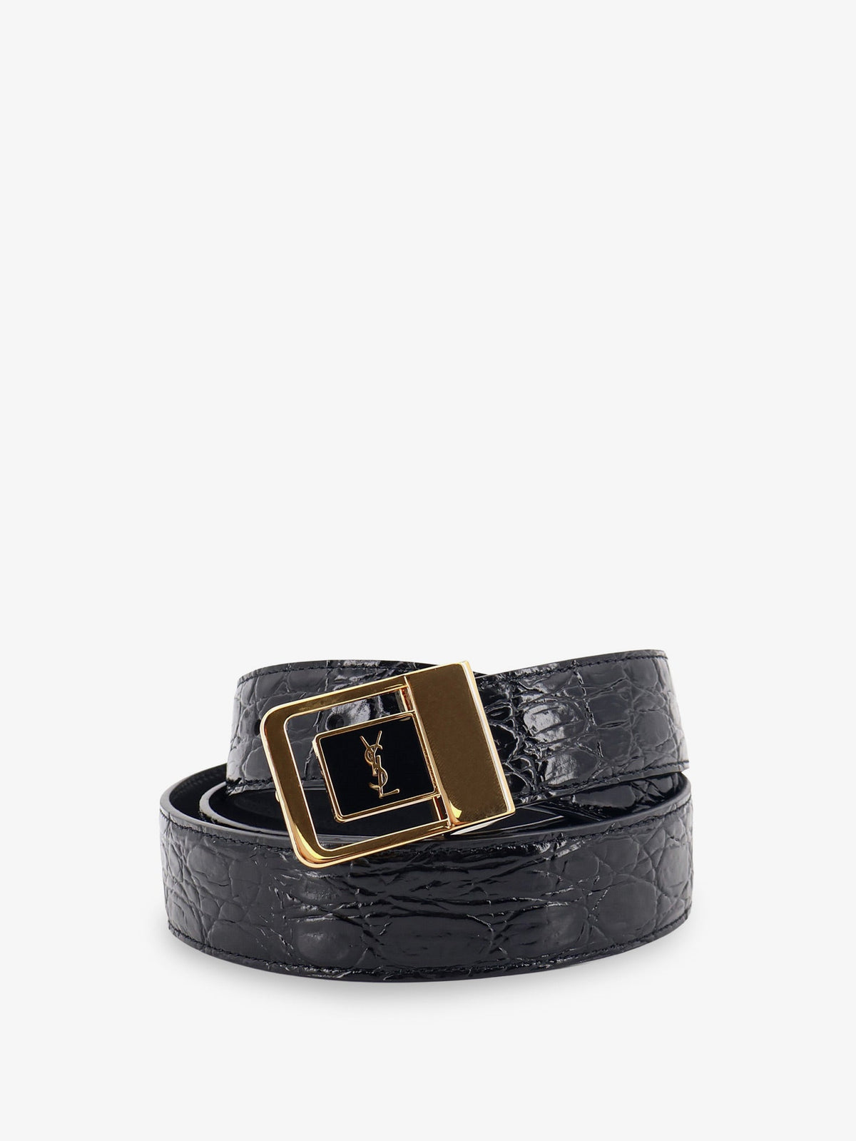 SAINT LAURENT Saint Laurent Men La 66 Crocodile-Embossed Leather Belt