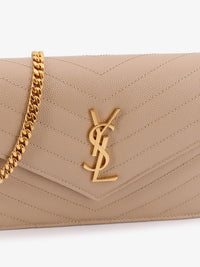 SAINT LAURENT Saint Laurent Women Leather Shoulder Bag With Metal Cassandre Logo
