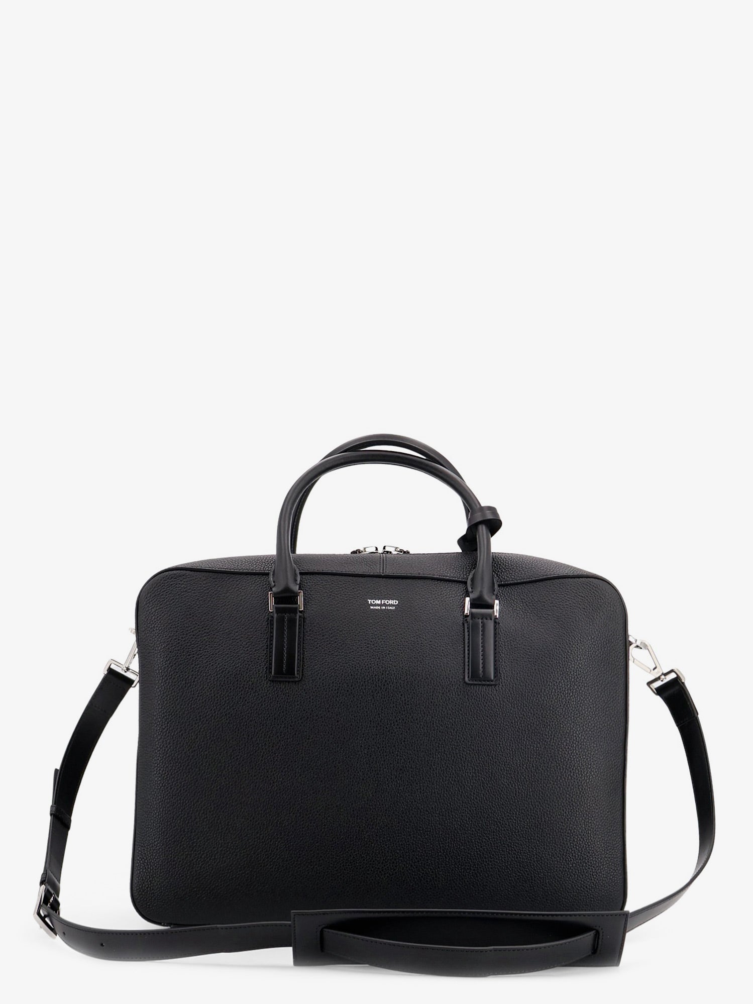 TOM FORD Tom Ford Men Leather Work Bag With Front Lettering Logo