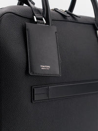 TOM FORD Tom Ford Men Leather Work Bag With Front Lettering Logo
