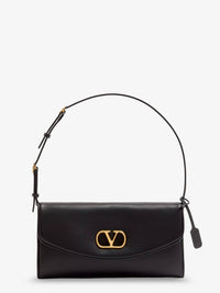 Valentino Garavani Women Devain Leather Shoulder Bag With Metal Vlogo Signature