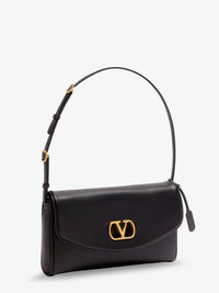 Valentino Garavani Women Devain Leather Shoulder Bag With Metal Vlogo Signature