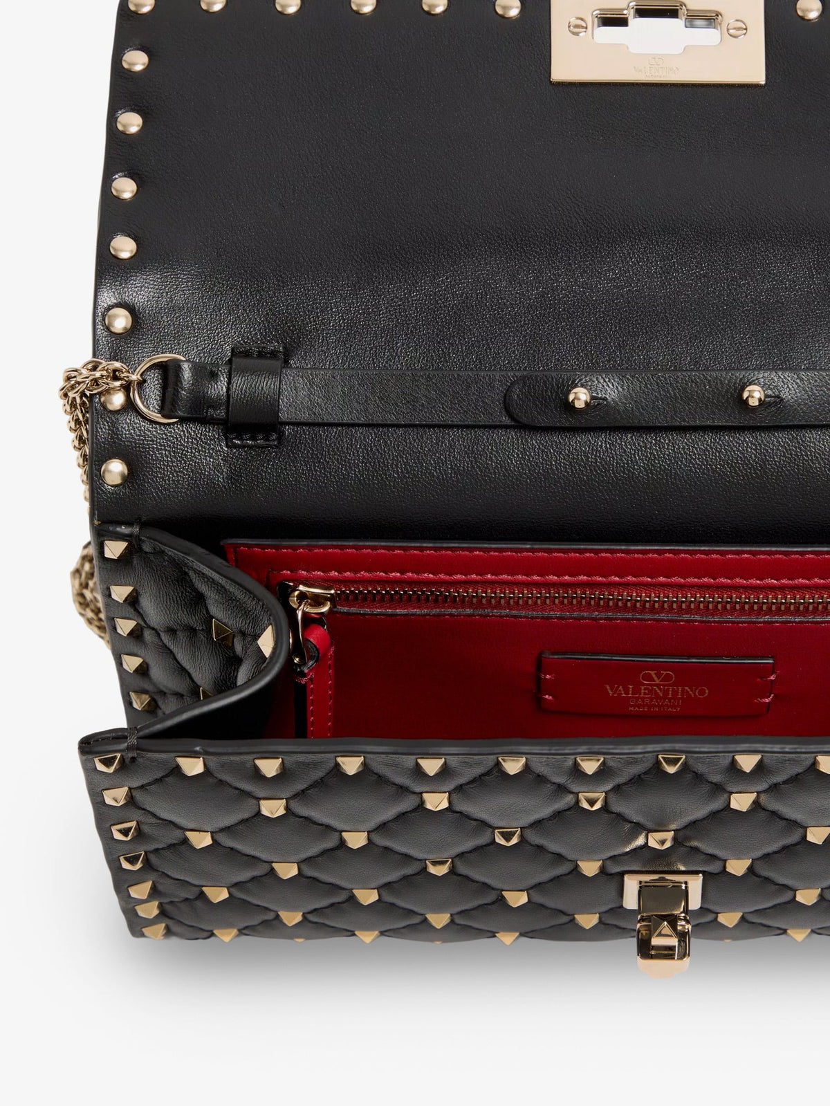 Valentino Garavani Women Rockstud Spike Leather Shoulder Bag With Iconic All-Over Studs