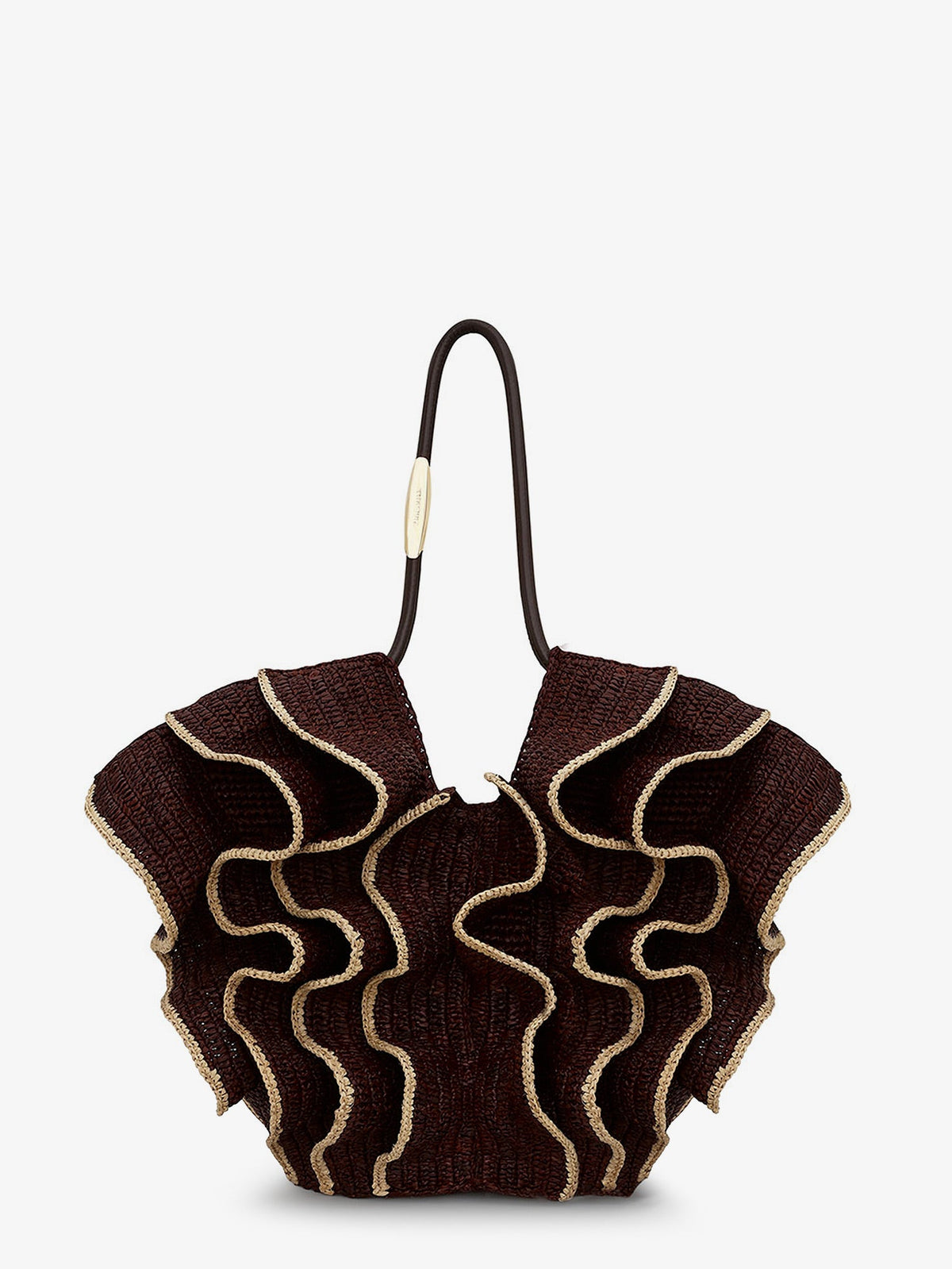 Zimmermann Women Goldentime Raffia Shoulder Bag With Ruffles