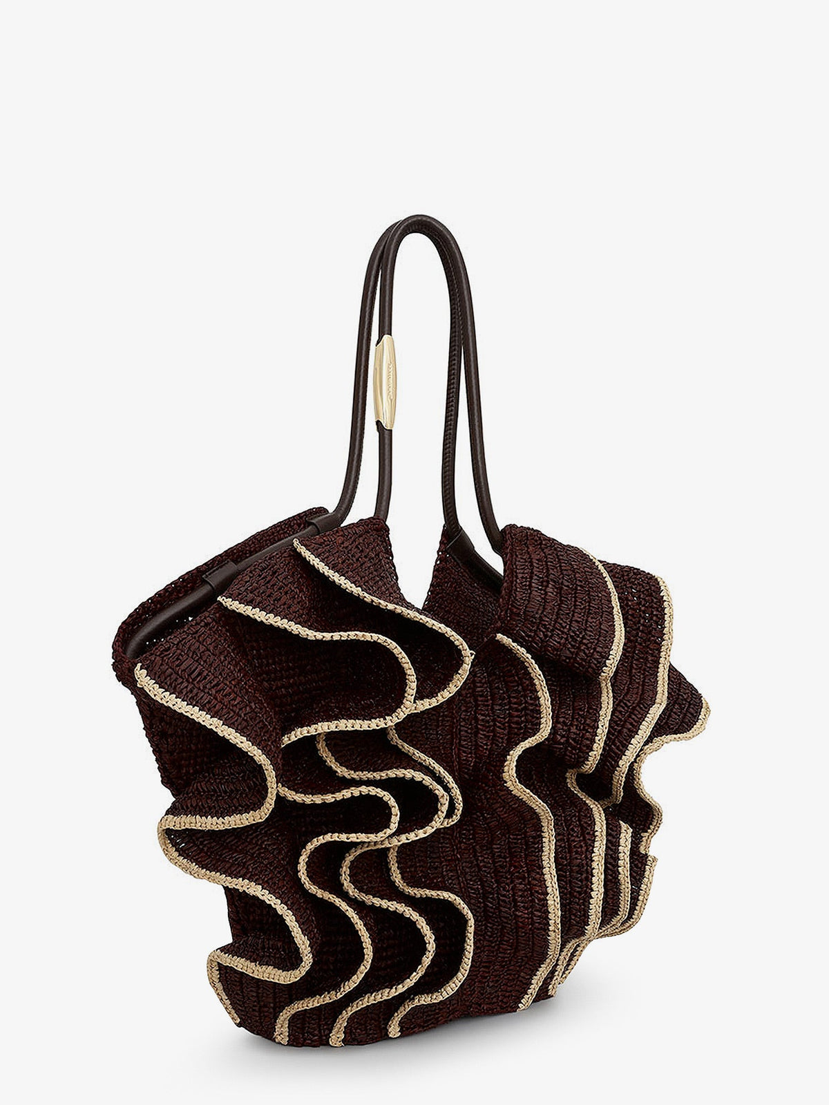 Zimmermann Women Goldentime Raffia Shoulder Bag With Ruffles