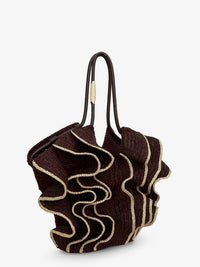 Zimmermann Women Goldentime Raffia Shoulder Bag With Ruffles