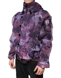 Dolce & Gabbana Purple Camouflage Hooded Men Blouson Men's Jacket