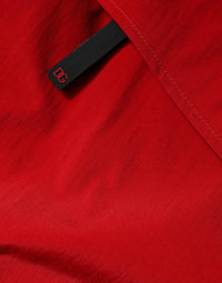 Dolce & Gabbana Red Nylon Hooded Men Full Zip Parka Men's Jacket