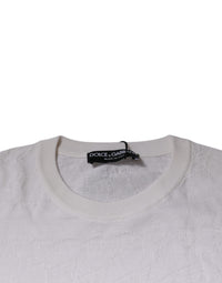 Dolce & Gabbana White Silk Crew Neck Men Pullover Men's Sweater