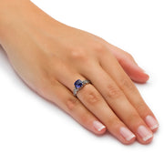 PalmBeach Jewelry Sterling Silver Antiqued Cushion Simulated Birthstone Butterfly Ring Sizes 5-10-September-Sapphire