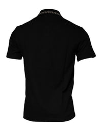 Versace Black Viscose Collared Polo Short Sleeves Men's T-shirt