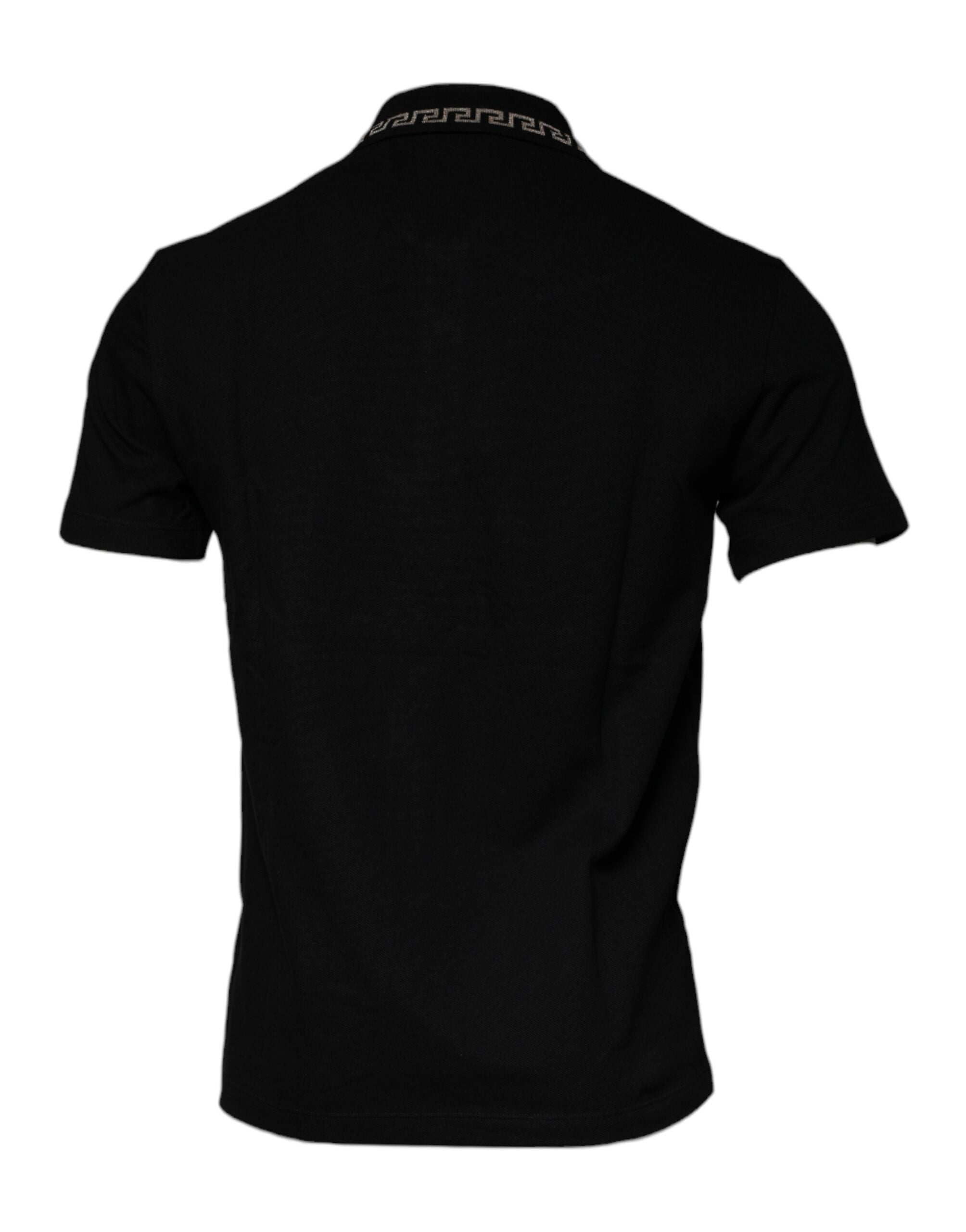 Versace Black Viscose Collared Polo Short Sleeves Men's T-shirt