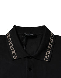 Versace Black Viscose Collared Polo Short Sleeves Men's T-shirt
