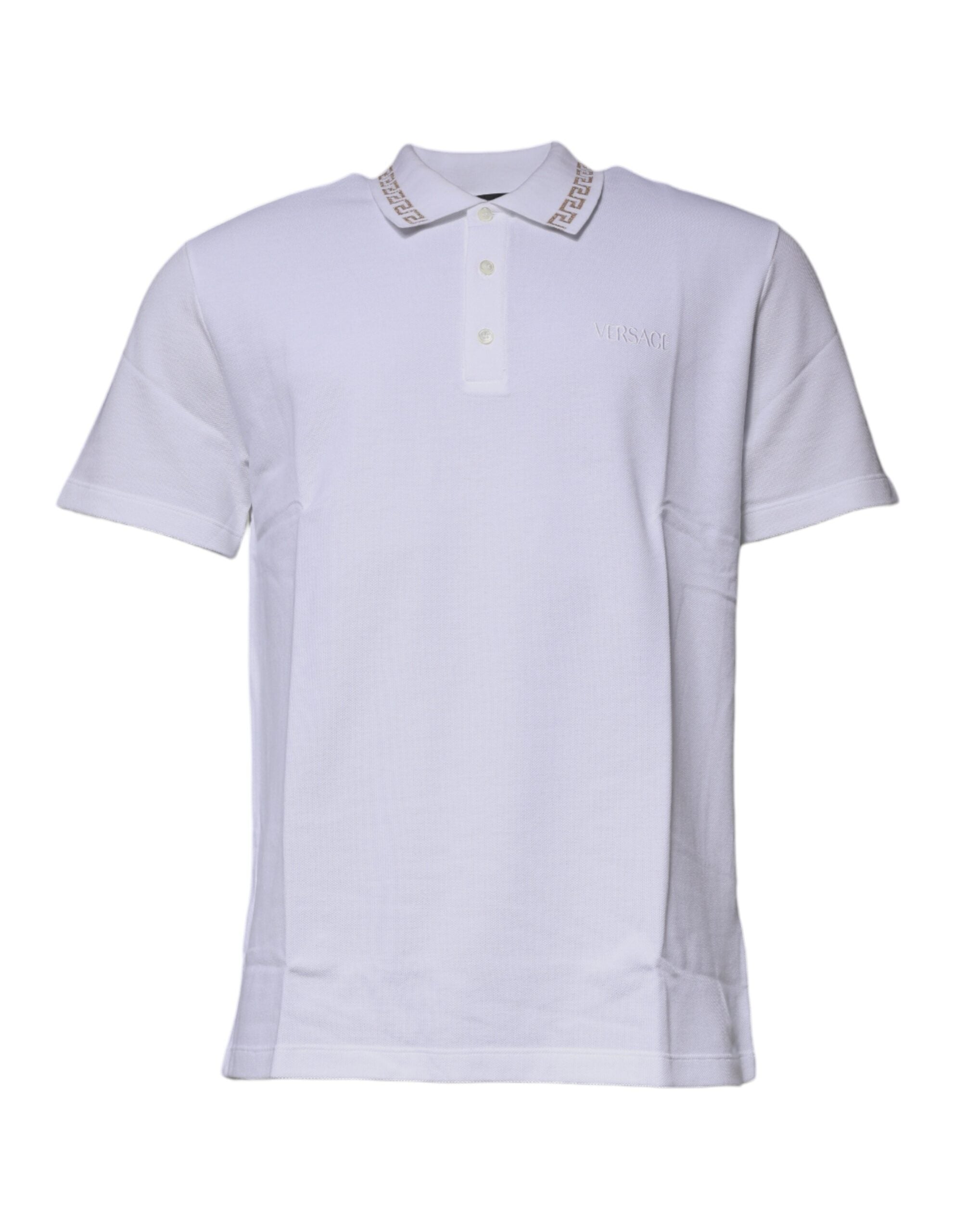 Versace White Viscose Collared Men Polo Short Sleeves Men's T-shirt