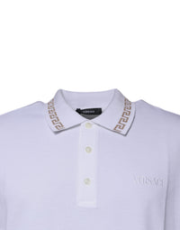 Versace White Viscose Collared Men Polo Short Sleeves Men's T-shirt