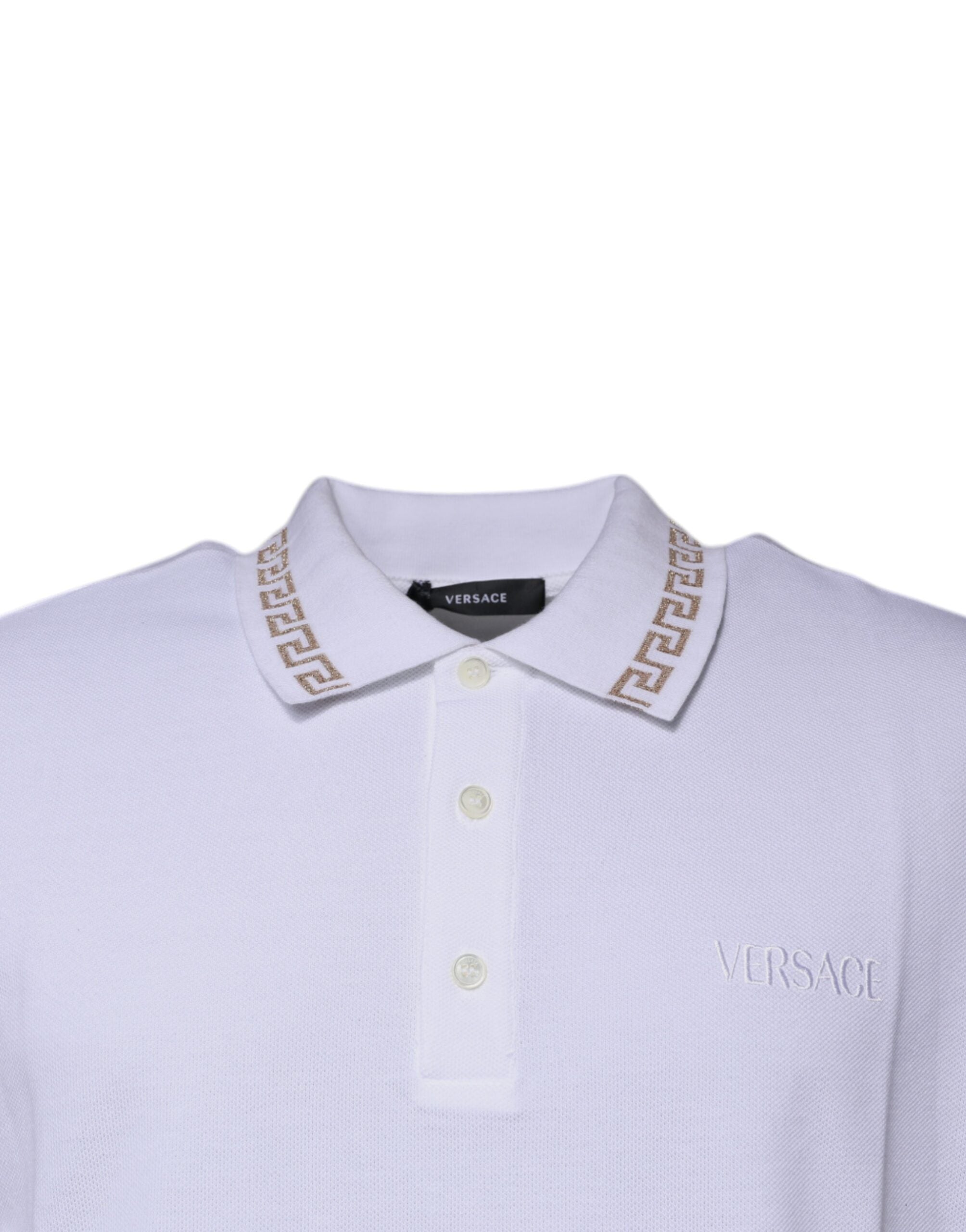 Versace White Viscose Collared Men Polo Short Sleeves Men's T-shirt