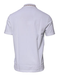 Versace White Viscose Collared Men Polo Short Sleeves Men's T-shirt