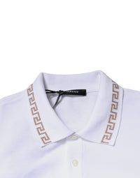 Versace White Viscose Collared Men Polo Short Sleeves Men's T-shirt