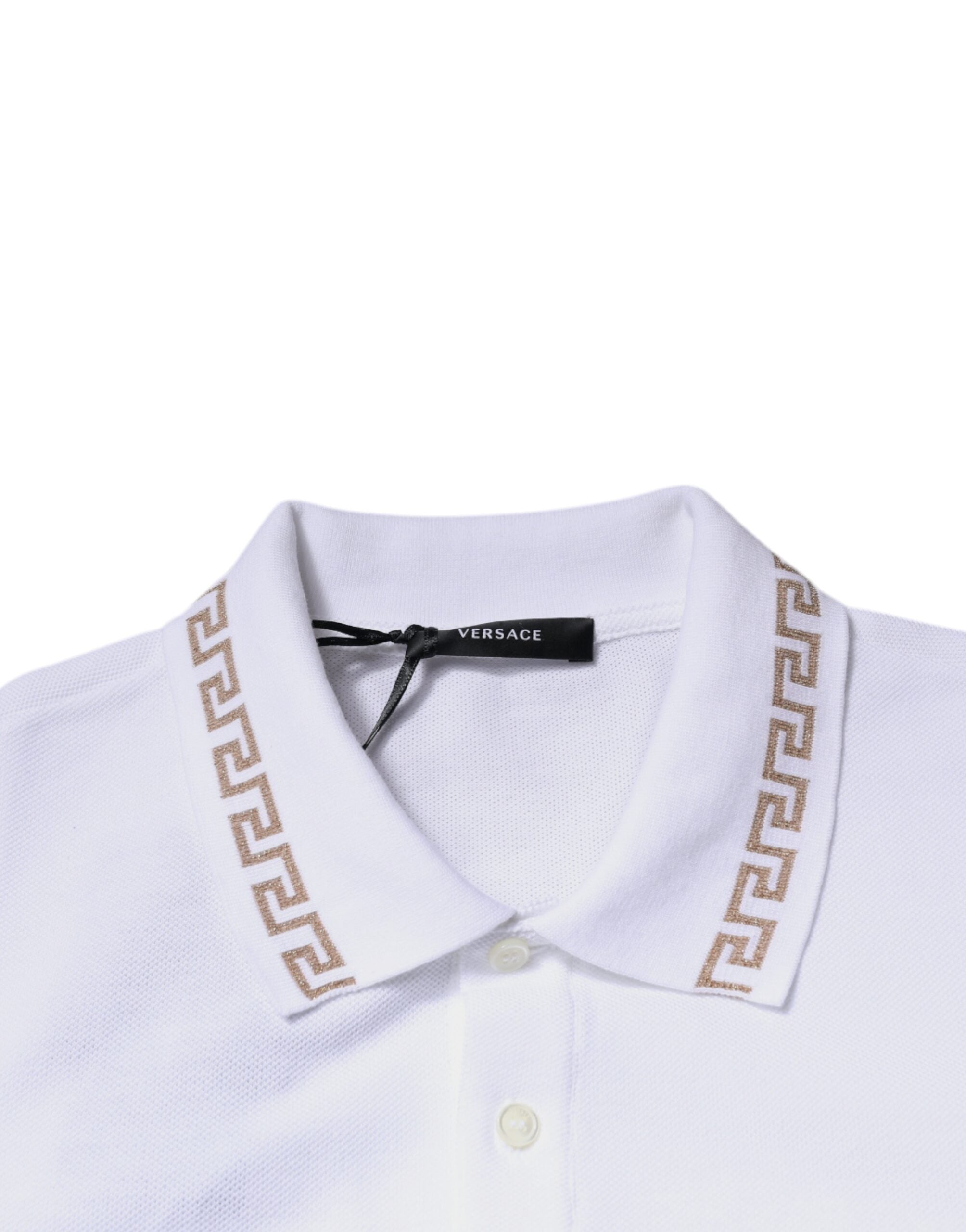 Versace White Viscose Collared Men Polo Short Sleeves Men's T-shirt