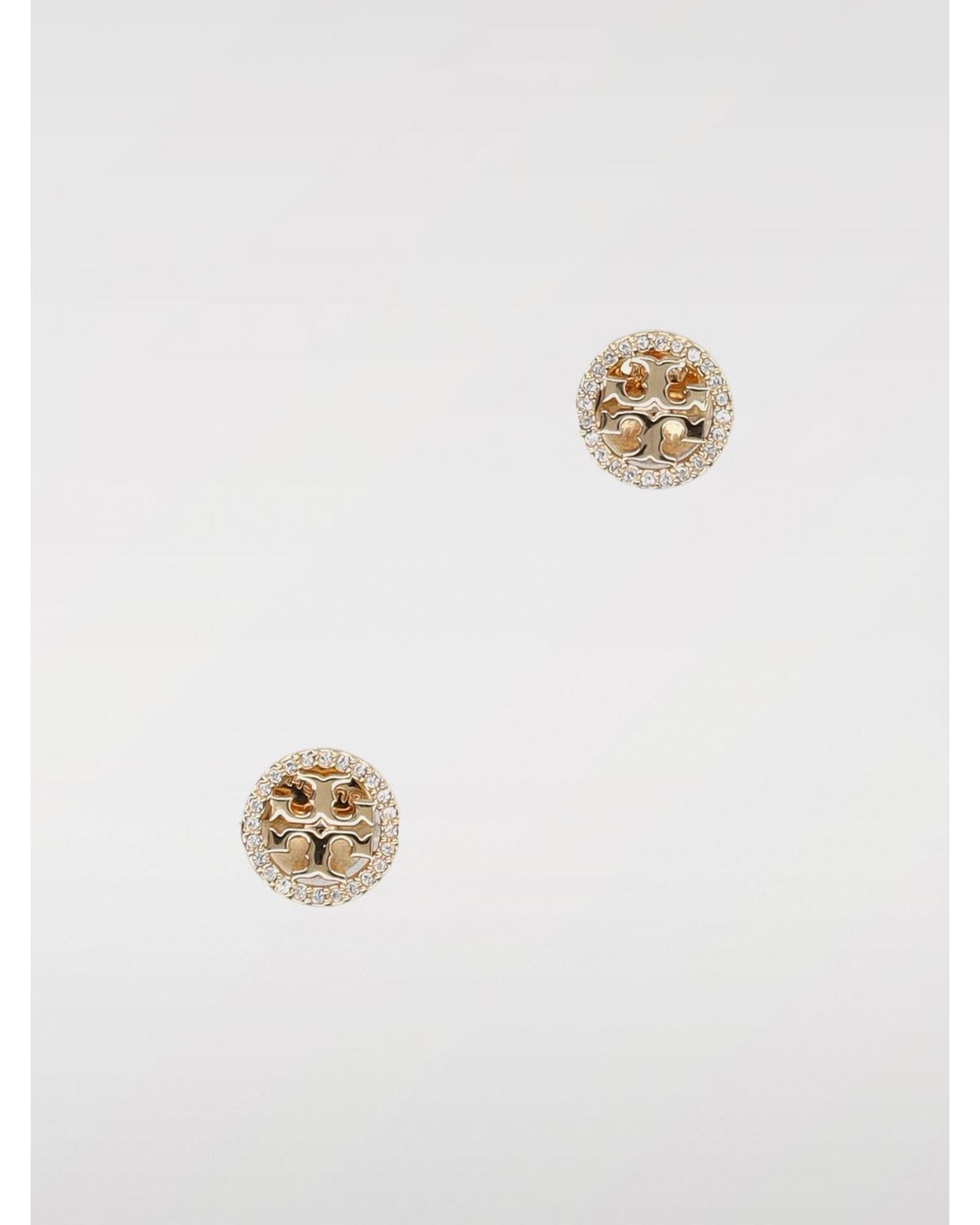 Tory Burch Round Logo Stud Earrings Women Gold Jewelry