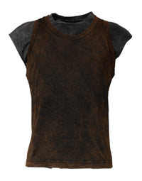 Dolce & Gabbana Brown Cotton Round Neck Sleeveless Men's T-shirt