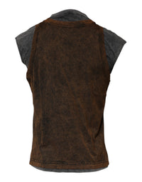 Dolce & Gabbana Brown Cotton Round Neck Sleeveless Men's T-shirt