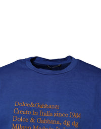 Dolce & Gabbana Blue Graphic Print Cotton Crew Neck Men's T-shirt