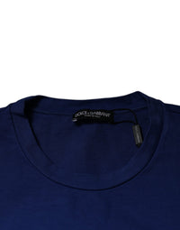 Dolce & Gabbana Blue Graphic Print Cotton Crew Neck Men's T-shirt