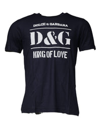 Dolce & Gabbana Blue D&G King Of Love Cotton Crew Neck Men's T-shirt