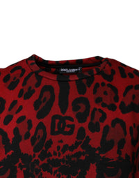 Dolce & Gabbana Red Leopard Print Cotton Sleeveless Men's T-shirt