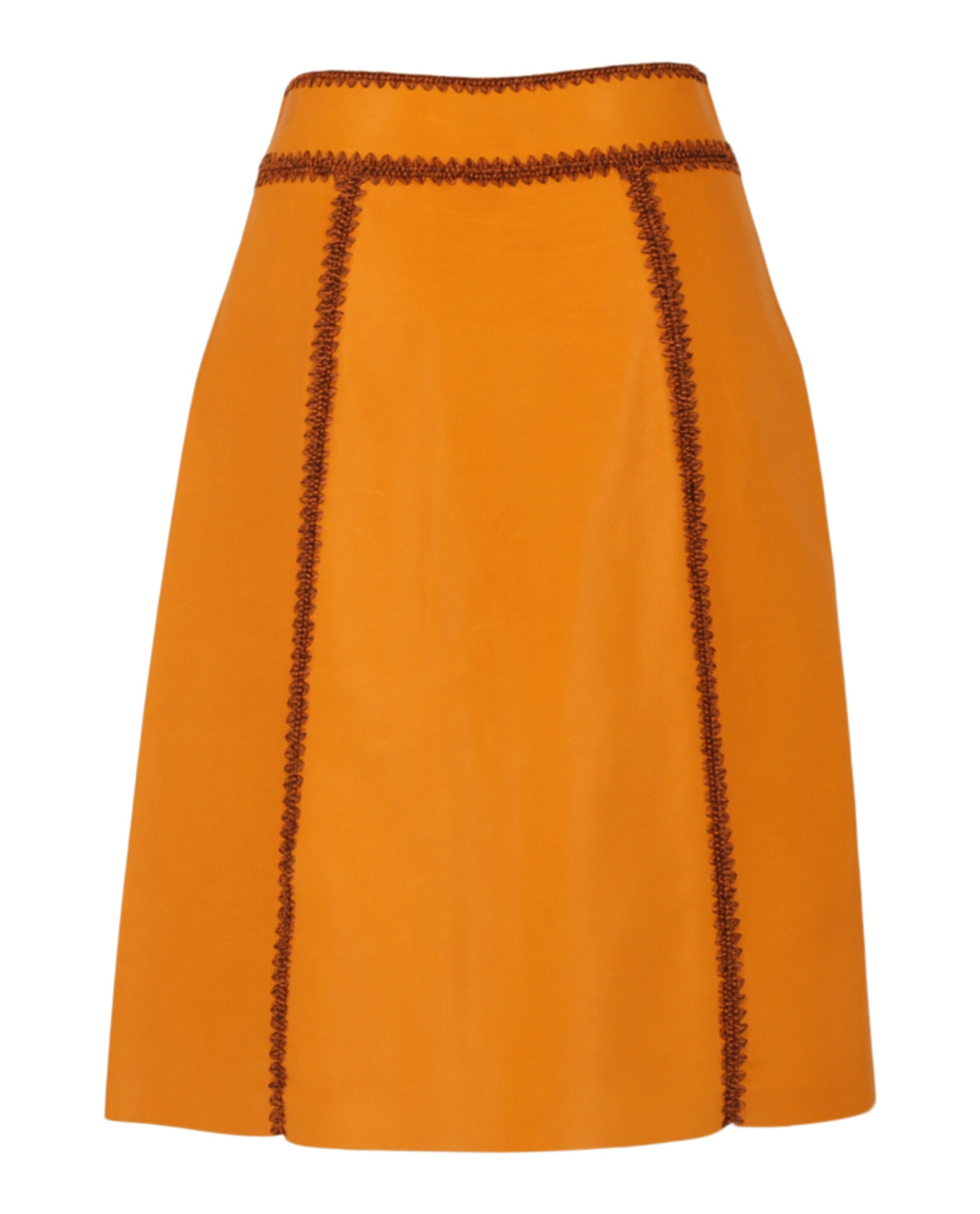 Bottega Veneta Womens Calfskin Leather Zip-Up Skirt