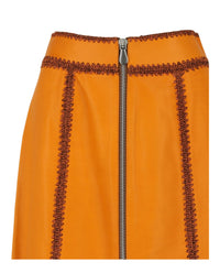 Bottega Veneta Womens Calfskin Leather Zip-Up Skirt