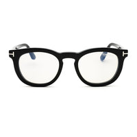 Tom Ford Eyeglasses Round Full Rim, Black Frame and Clear/Grey Clip-on Photochromic Lens FT5993-B005