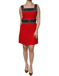 Dolce & Gabbana Red Wool Sleeveless A-line Flared Mini Women's Dress