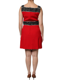 Dolce & Gabbana Red Wool Sleeveless A-line Flared Mini Women's Dress