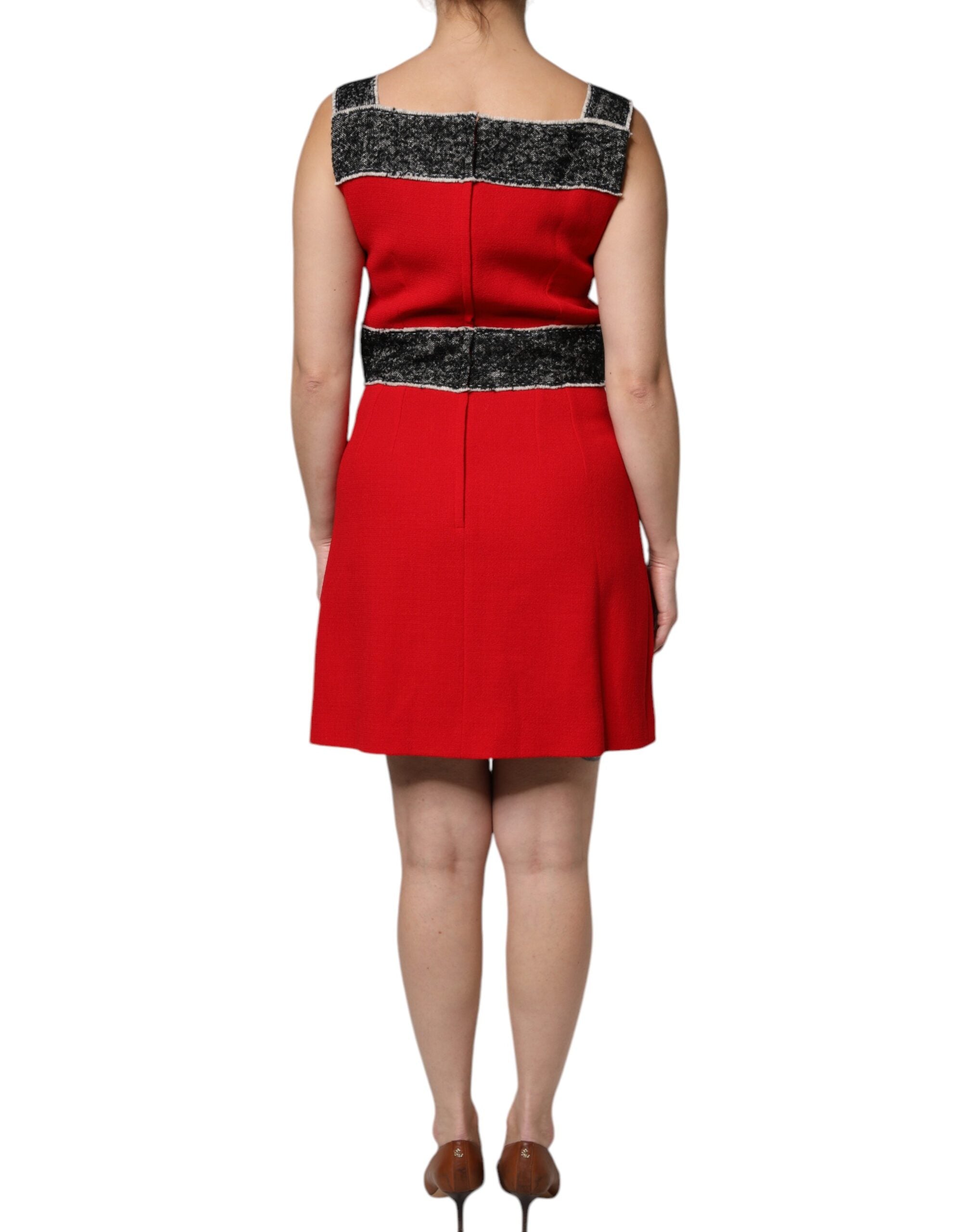 Dolce & Gabbana Red Wool Sleeveless A-line Flared Mini Women's Dress