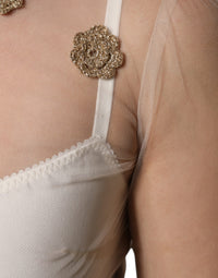 Dolce & Gabbana White Sheer Tulle Bustier Bodycon Midi Women's Dress