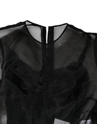 Dolce & Gabbana Black Tulle A-line Midi Cocktail Gown Women's Dress