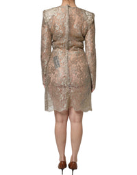 Dolce & Gabbana Gold Floral Lace A-line Sheath Mini Women's Dress